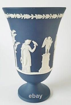 Wedgwood Portland Jasperware Blue Acadian Vase 7 1/2 Inch