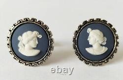 Wedgwood Portland Jasperware Blue Muses Cufflinks Jewellery