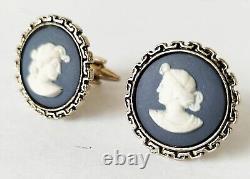 Wedgwood Portland Jasperware Blue Muses Cufflinks Jewellery