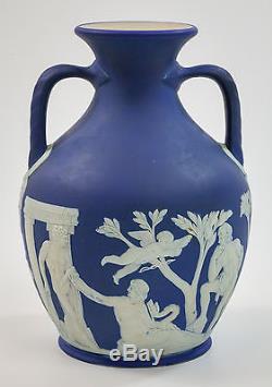 Wedgwood Portland Vase, Cobalt Blue Jasperware Cameo, 8 inches Tall