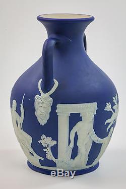 Wedgwood Portland Vase, Cobalt Blue Jasperware Cameo, 8 inches Tall