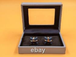 Wedgwood Pottery & Rhodium 20mm star design pair of cufflinks in original box