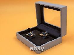 Wedgwood Pottery & Rhodium 20mm star design pair of cufflinks in original box