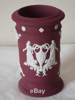 Wedgwood Prestige Wine Crimson Red Jasper Jasperware 5 CYLINDER Vase