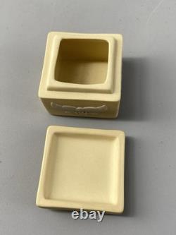 Wedgwood Primrose Yellow Jasperware Jasper Egyptian Sphynx Square Trinket Box