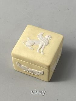 Wedgwood Primrose Yellow Jasperware Jasper Egyptian Sphynx Square Trinket Box