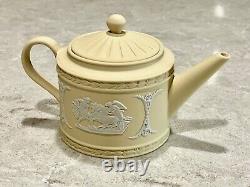 Wedgwood Primrose Yellow Jasperware Ulysses Miniature Teapot 3.5 tall