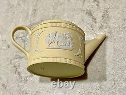 Wedgwood Primrose Yellow Jasperware Ulysses Miniature Teapot 3.5 tall