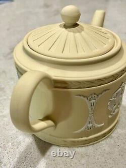 Wedgwood Primrose Yellow Jasperware Ulysses Miniature Teapot 3.5 tall