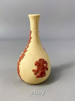 Wedgwood Primrose Yellow & Terracotta Rare Jasperware Jasper 14cm Bud Vase