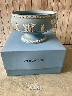 Wedgwood Rare Jasper Jasperware White On Blue Imperial Bowl Boxed