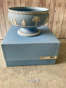 Wedgwood Rare Jasper Jasperware White On Blue Imperial Bowl Boxed