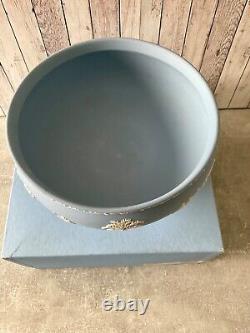 Wedgwood Rare Jasper Jasperware White On Blue Imperial Bowl Boxed