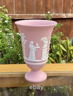 Wedgwood Rare Pretty Pink Jasperware Jasper Ware Large 7.5cm Footed Vase