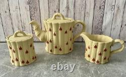 Wedgwood Rare Terracotta Yellow Bamboo Jasper Jasperware 3pc Tea Set