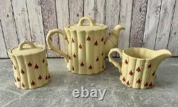 Wedgwood Rare Terracotta Yellow Bamboo Jasper Jasperware 3pc Tea Set