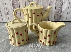 Wedgwood Rare Terracotta Yellow Bamboo Jasper Jasperware 3pc Tea Set