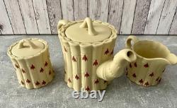 Wedgwood Rare Terracotta Yellow Bamboo Jasper Jasperware 3pc Tea Set