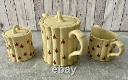 Wedgwood Rare Terracotta Yellow Bamboo Jasper Jasperware 3pc Tea Set