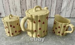 Wedgwood Rare Terracotta Yellow Bamboo Jasper Jasperware 3pc Tea Set
