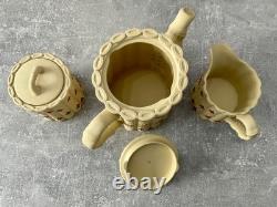 Wedgwood Rare Terracotta Yellow Bamboo Jasper Jasperware 3pc Tea Set
