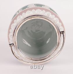 Wedgwood Rare Tri-Color Silver Plate Mounted Jasperware Biscuit Jar