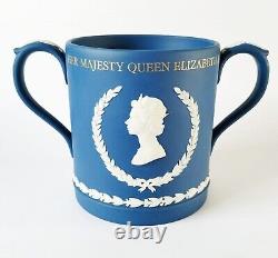 Wedgwood Royal Blue Jasperware Loving Mug Silver Jubilee Queen Prince Phillip