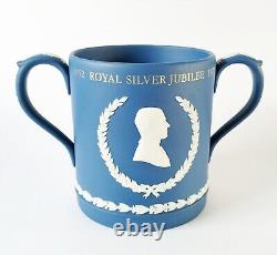 Wedgwood Royal Blue Jasperware Loving Mug Silver Jubilee Queen Prince Phillip