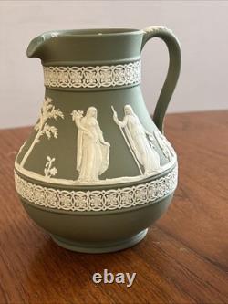 Wedgwood Sage Green Jasperware 10pc Set Large Bowl, Candlesticks, Jugs & Boxes