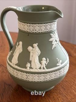 Wedgwood Sage Green Jasperware 10pc Set Large Bowl, Candlesticks, Jugs & Boxes