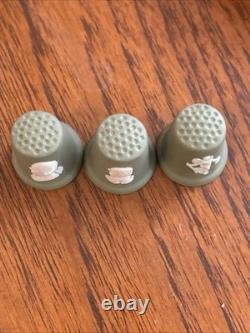 Wedgwood Sage Green Jasperware 10pc Set Large Bowl, Candlesticks, Jugs & Boxes