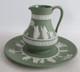 Wedgwood Sage Green Jasperware Jug & Matching Bowl Dish Set Made In England