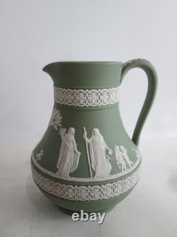 Wedgwood Sage Green Jasperware Jug & Matching Bowl Dish Set Made in England