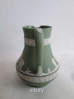 Wedgwood Sage Green Jasperware Jug & Matching Bowl Dish Set Made in England