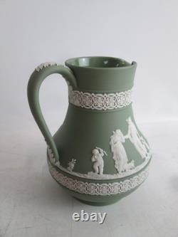 Wedgwood Sage Green Jasperware Jug & Matching Bowl Dish Set Made in England