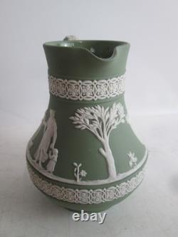 Wedgwood Sage Green Jasperware Jug & Matching Bowl Dish Set Made in England