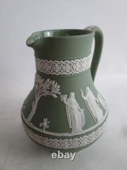 Wedgwood Sage Green Jasperware Jug & Matching Bowl Dish Set Made in England