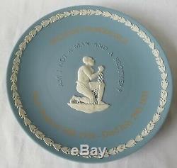 Wedgwood Slavery Plate Am I Not A Man And A Brother Blue Jasperware Boxed