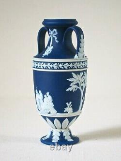 Wedgwood Small 5 Cobalt Blue Dip Jasperware Urn or Vase c1900