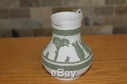 Wedgwood Society White Jasper Ware Green Relief Etruscan Jug Signed by Wedgwood