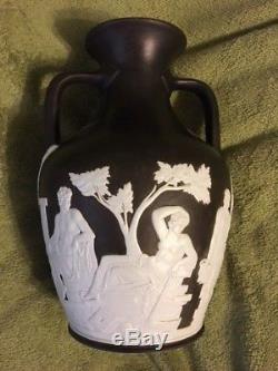 Wedgwood Solid Black and White Jasperware Portland Vase with Phrygian Cap