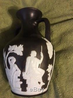 Wedgwood Solid Black and White Jasperware Portland Vase with Phrygian Cap