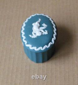 Wedgwood Spruce Green Jasperware Oval Cherub Box