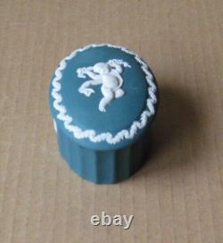 Wedgwood Spruce Green Jasperware Oval Cherub Box