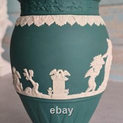 Wedgwood Spruce Green Vase Jasperware 1st quality Excellent