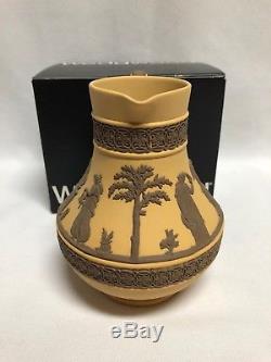 Wedgwood Taupe Cane Brown Yellow Jasperware Etruscan Pitcher Jug 5 with Box
