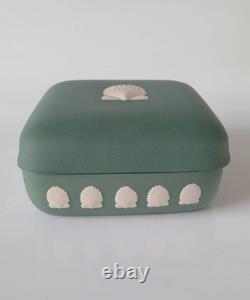 Wedgwood Teal Green Jasper Trinket Box Seashell jasperware