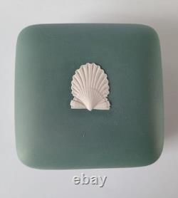 Wedgwood Teal Green Jasper Trinket Box Seashell jasperware