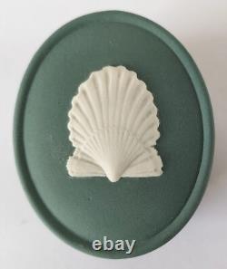 Wedgwood Teal Green Jasperware Trinket Box Seashell Signed Tony Baggott