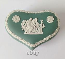 Wedgwood Teal Jasperware Green Heart Trinket Box